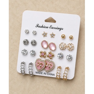 Earrings Pink Combo 12 pair