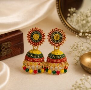 Jhumka Multicolor Earrings – Elegant Ethnic Festive Jewellery DD07