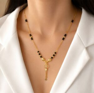 Gold-Plated Black Bead Mangalsutra – Traditional Necklace for Women