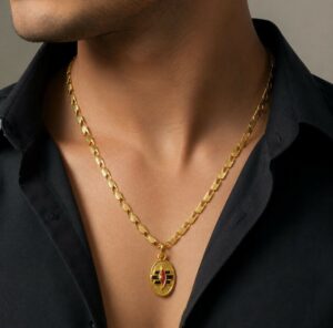 Gold Finish Shiv Tilak Pendant Chain – Elegant Spiritual Jewelry