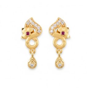 Gold Plated Earrings with Ruby & Crystal Drops Elegant Shine DD09