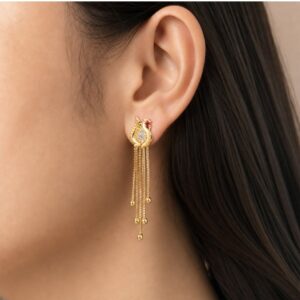 Mango Dangle Earrings – Gemstone Cluster & Tassel Design